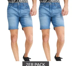 Große Größen|Shorts & Bermudas*O46bpx 2er Pack leichte Herren Jeans-Shorts Loose-Fit Denim-Bermuda mit Bequembund kurze Hose 921969 Hell-Blau