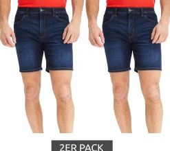 Shorts & Bermudas*O46bpx 2er Pack leichte Herren Jeans-Shorts Loose-Fit Denim-Bermuda mit Bequembund kurze Hose aus Bio-Baumwolle 913729 Dunkel-Blau