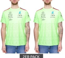 T-Shirts & Tank Tops*Mercedes-Benz 2er Pack AMG Petronas F1 Herren T-Shirt mit Sponsoren-Logos Kurzarm-Shirt 701223440 001 Neon-Grün