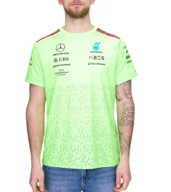 T-Shirts & Tank Tops*Mercedes-Benz 2er Pack AMG Petronas F1 Herren T-Shirt mit Sponsoren-Logos Kurzarm-Shirt 701223440 001 Neon-Grün