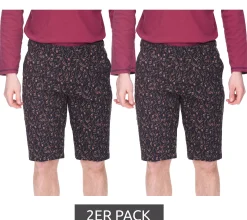 Shorts & Bermudas*O46bpx 2er Pack modische Herren Stretch Bermuda Chino-Shorts Slim-Fit florale Baumwoll-Bermuda 913508 Schwarz