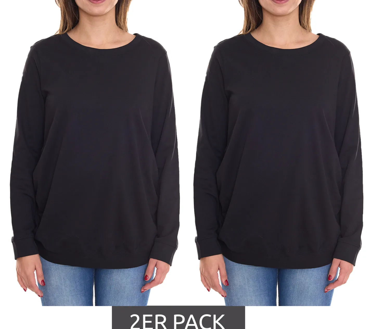 Sweater & Pullover*neun 9 monate 2er Pack Damen schlichtes Schwangerschafts-Shirt Umstands-Mode Sparpack 51076156 Schwarz