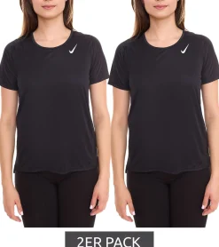 Fitnessmode & Jogginghosen|Tops & T-Shirts*NIKE 2er Pack Dri-FIT Race Damen T-Shirt kurzärmliges Fitness-Shirt luftiges Sport-Shirt Sparpack DD5927 010 Schwarz