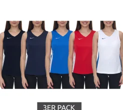 Sportoberbekleidung|Fitnessmode & Jogginghosen*NIKE 3er Pack Team Fitness Damen Tank-Top mit DryFit Sport-Shirt Trainings-Shirt NT0211 Rot, Blau, Weiß, Schwarz, Grün