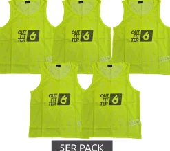 Sportoberbekleidung*Outfitter 5er Pack OCEAN FABRICS TAHI nachhaltiges Kinder Trainings-Leibchen Mannschaftssport OUT-K-3038-OTW-27 Neongelb