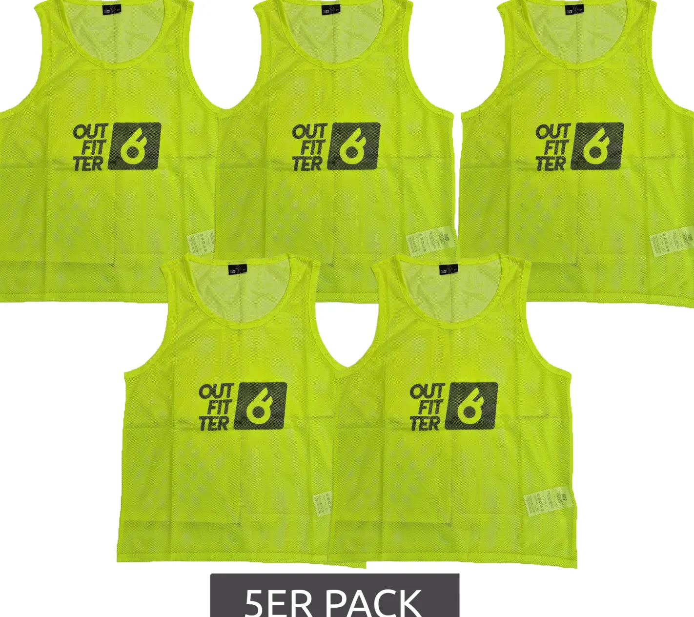 Sportoberbekleidung*Outfitter 5er Pack OCEAN FABRICS TAHI nachhaltiges Kinder Trainings-Leibchen Mannschaftssport OUT-K-3038-OTW-27 Neongelb