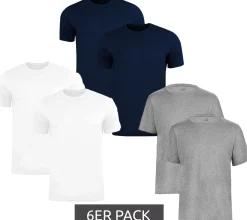 T-Shirts & Tank Tops*PUMA 6er Pack Base Kinder Sport-Shirt für Jungen & Mädchen nachhaltiges Baumwoll T-Shirt mit Logo 678577 Grau, Dunkelblau oder Weiß