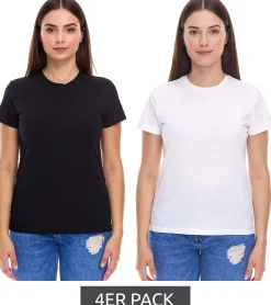 Fitnessmode & Jogginghosen|Tops & T-Shirts*PUMA 4er Pack Blank Base Damen T-Shirt nachhaltiges Baumwoll-Shirt Sport-Shirt Fitness-Shirt 678258 Schwarz oder Weiß