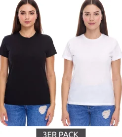 Fitnessmode & Jogginghosen|Tops & T-Shirts*PUMA 3er Pack Blank Base Damen T-Shirt nachhaltiges Baumwoll-Shirt Sport-Shirt Fitness-Shirt 678258 Schwarz oder Weiß