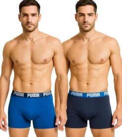 Unterwäsche|Boxershorts*PUMA 2er Pack Everyday Basic Boxer Herren Boxer-Shorts Baumwoll-Unterhose 521015001 420 Blau