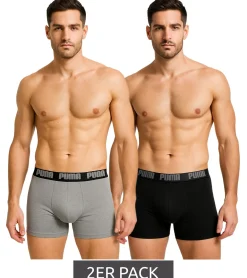 Unterwäsche|Boxershorts*PUMA 2er Pack Everyday Basic Boxer Herren Boxer-Shorts Baumwoll-Unterhose 521015001 691 Schwarz/Grau-meliert