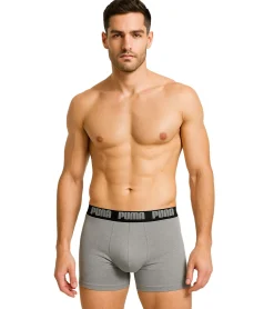 Unterwäsche|Boxershorts*PUMA 2er Pack Everyday Basic Boxer Herren Boxer-Shorts Baumwoll-Unterhose 521015001 691 Schwarz/Grau-meliert
