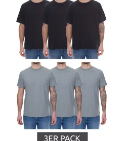 T-Shirts & Tank Tops*PUMA 3er Pack Herren Baumwoll-Shirt T-Shirts Rundhals-Shirt Basic-Shirt 678256 02 in Schwarz oder 683509 01 in Grau