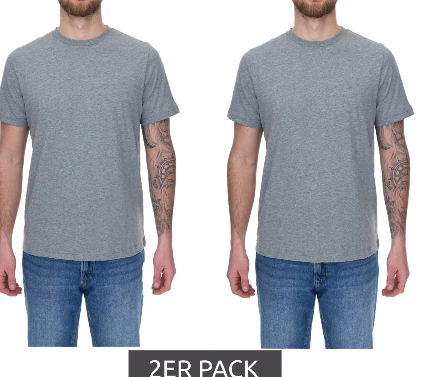 T-Shirts & Tank Tops*PUMA 2er Pack Herren T-Shirts Baumwoll-Shirt Rundhals-Shirts Basic-Shirt 683509 01 Grau