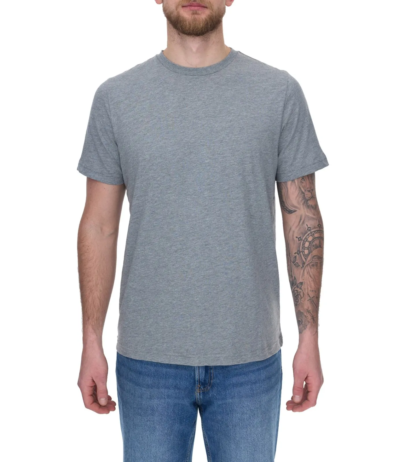 T-Shirts & Tank Tops*PUMA 3er Pack Statement Deluxe Edition Base nachhaltiges Herren Baumwoll-Shirt T-Shirts 683509 Grau oder Dunkelblau