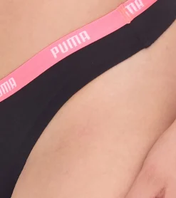 Unterwäsche|Socken & Unterwäsche*PUMA 3er Pack String-Tanga Damen Slips Unterwäsche-Set Baumwoll-Slips 701224757 001 Schwarz