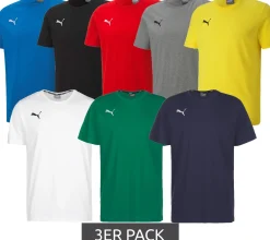 T-Shirts & Tank Tops*PUMA 3er Pack TeamGOAL 23 Casual Herren Baumwoll-Shirt mit Logo-Stickerei schlichtes T-Shirt 656578 Sport- und Freizeit-Shirt