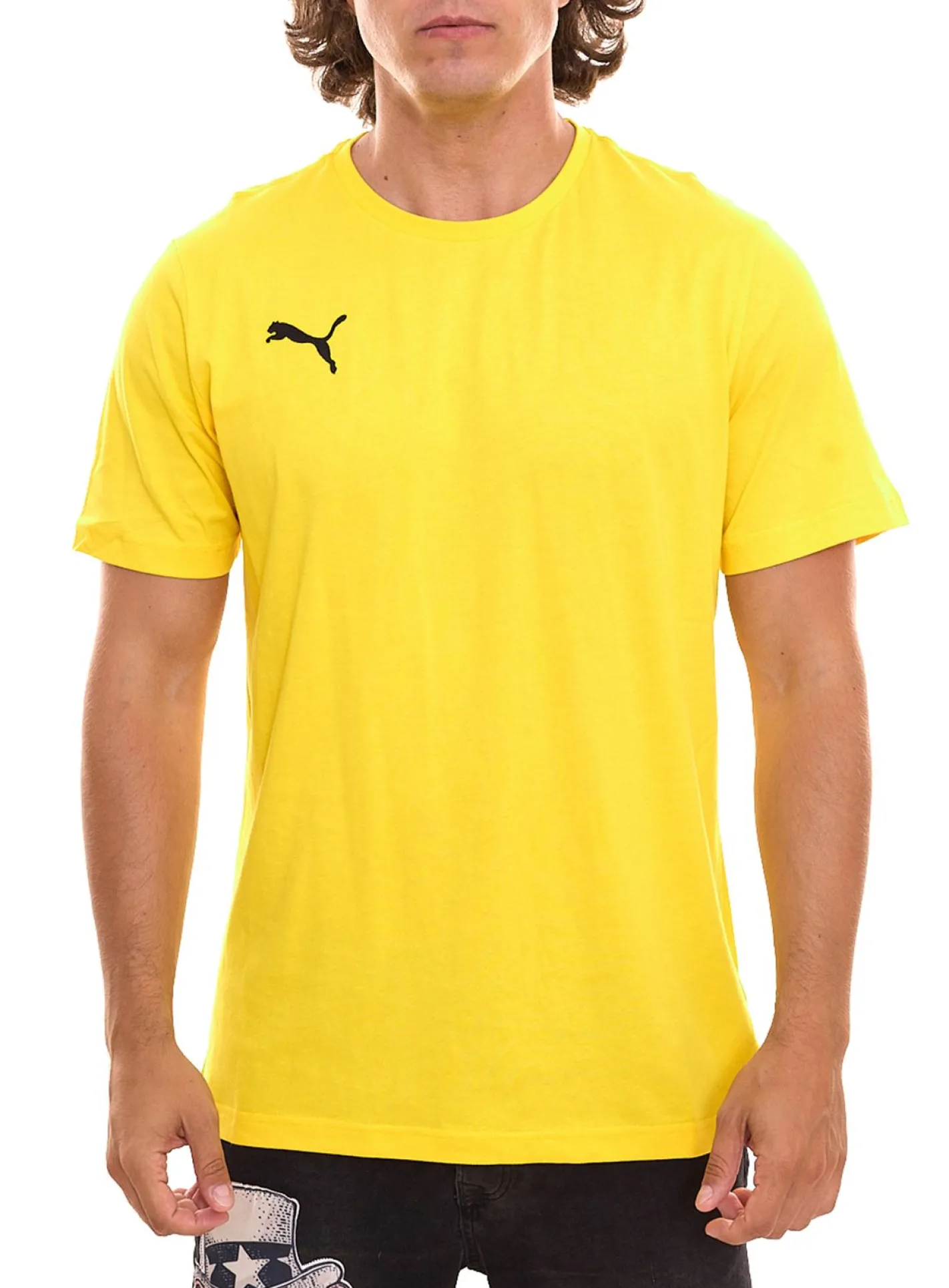 T-Shirts & Tank Tops*PUMA 3er Pack TeamGOAL 23 Casual Herren Baumwoll-Shirt mit Logo-Stickerei schlichtes T-Shirts 656578 07 Gelb