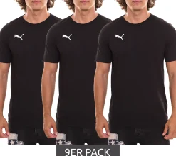 T-Shirts & Tank Tops*PUMA 9er Pack TeamGOAL 23 Casual Herren Baumwoll-Shirt mit Logo-Stickerei schlichtes T-Shirts Sparpack 656578 03 3 Schwarz