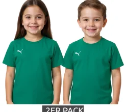 T-Shirts & Tank Tops*PUMA 2er Pack TeamGoal 23 Jungen & Mädchen Sport-Shirt Baumwoll-Shirt mit Logo-Patch T-Shirt 656709 in Grün, Schwarz, Grau, Gelb, Rot oder Weiß
