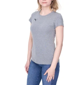 Fitnessmode & Jogginghosen|Tops & T-Shirts*PUMA 3er Pack TeamGoal23 Damen T-Shirt Sport-Shirt Baumwoll-Shirt mit Logo-Patch Fitness-Shirt 657085 Grau, , Blau oder Schwarz Rot