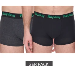 Unterwäsche|Boxershorts*REPLAY 2er Pack Herren Retro Boxershorts Baumwoll-Unterwäsche I101189 N195 Schwarz/Grau