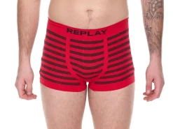 Unterwäsche|Boxershorts*REPLAY 2er Pack Herren Retro Boxershorts Enge-Unterwäsche I101113 N093 Grau/Rot