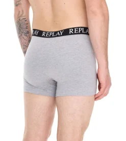 Unterwäsche|Boxershorts*REPLAY 3er Pack Herren Retro Boxershorts Baumwoll-Unterwäsche I101102-002 N176 Schwarz/Grau/Rot