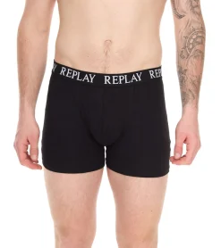Unterwäsche|Boxershorts*REPLAY 3er Pack Herren Retro Boxershorts Baumwoll-Unterwäsche I101102-002 N176 Schwarz/Grau/Rot
