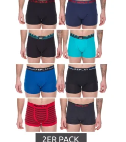 Unterwäsche|Boxershorts*REPLAY 2er Pack Herren Retro Boxershorts Baumwoll-Unterwäsche Blau, Schwarz, Dunkelblau oder Rot