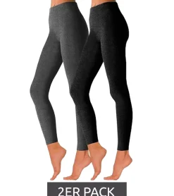 Große Größen|Fitnessmode & Jogginghosen*ROGO 2er Pack X LAVANA Damen Baumwoll-Leggings bequeme Leggings Sport-Leggings Schwarz, Lila, Grau, Braun, Blau