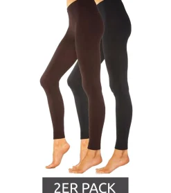 Große Größen|Fitnessmode & Jogginghosen*ROGO 2er Pack X LAVANA Damen Baumwoll-Leggings bequeme Leggings Sport-Leggings Schwarz, Lila, Grau, Braun, Blau