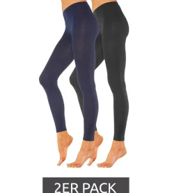 Große Größen|Fitnessmode & Jogginghosen*ROGO 2er Pack X LAVANA Damen Baumwoll-Leggings bequeme Leggings Sport-Leggings Schwarz, Lila, Grau, Braun, Blau
