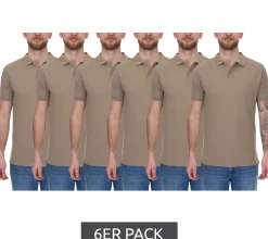 Hemden & Poloshirts*SANTINO 6er Pack Max Herren schlichtes Polo-Hemd Polo-Shirt Baumwoll-Shirt Kurzarm-Shirt Hellbraun