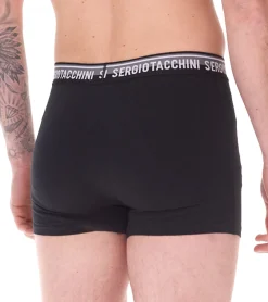 Unterwäsche|Boxershorts*Sergio Tacchini 20er Pack Herren Boxershorts mit zweifarbigen Bund und weißen Schriftzug Baumwoll-Unterhose 160gsm 23.0000.974 Schwarz/Weiß, Schwarz/Grau oder Schwarz