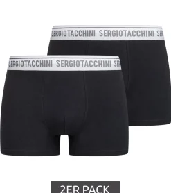 Unterwäsche|Boxershorts*Sergio Tacchini 20er Pack Herren Boxershorts mit zweifarbigen Bund und weißen Schriftzug Baumwoll-Unterhose 160gsm 23.0000.974 Schwarz/Weiß, Schwarz/Grau oder Schwarz