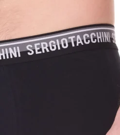 Unterwäsche|Boxershorts*Sergio Tacchini 10er Pack Herren Boxershorts mit zweifarbigen Bund und weißen Schriftzug Baumwoll-Unterhose 160gsm 23.0000.974 Schwarz/Weiß, Schwarz/Grau oder Schwarz