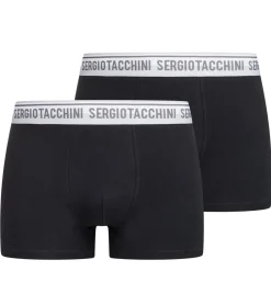 Unterwäsche|Boxershorts*Sergio Tacchini 10er Pack Herren Boxershorts mit zweifarbigen Bund und weißen Schriftzug Baumwoll-Unterhose 160gsm 23.0000.974 Schwarz/Weiß, Schwarz/Grau oder Schwarz