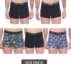 Unterwäsche|Boxershorts*TASTIQ 5er Pack Herren Boxershorts in Geschenkbox mit Weltraum-Print Baumwoll-Unterhose Tas/1/BCX5/SPAC Schwarz/Bunt