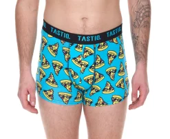 Unterwäsche|Boxershorts*TASTIQ 3er Pack Herren Boxershorts mit Pizza-Print Baumwoll-Unterhose im stylischer Pizza-Geschenkbox Unterwäsche Tas/1/BCX3/PIZ Schwarz/Blau/Gelb