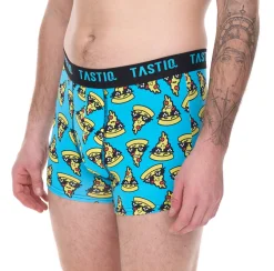 Unterwäsche|Boxershorts*TASTIQ 3er Pack Herren Boxershorts mit Pizza-Print Baumwoll-Unterhose im stylischer Pizza-Geschenkbox Unterwäsche Tas/1/BCX3/PIZ Schwarz/Blau/Gelb