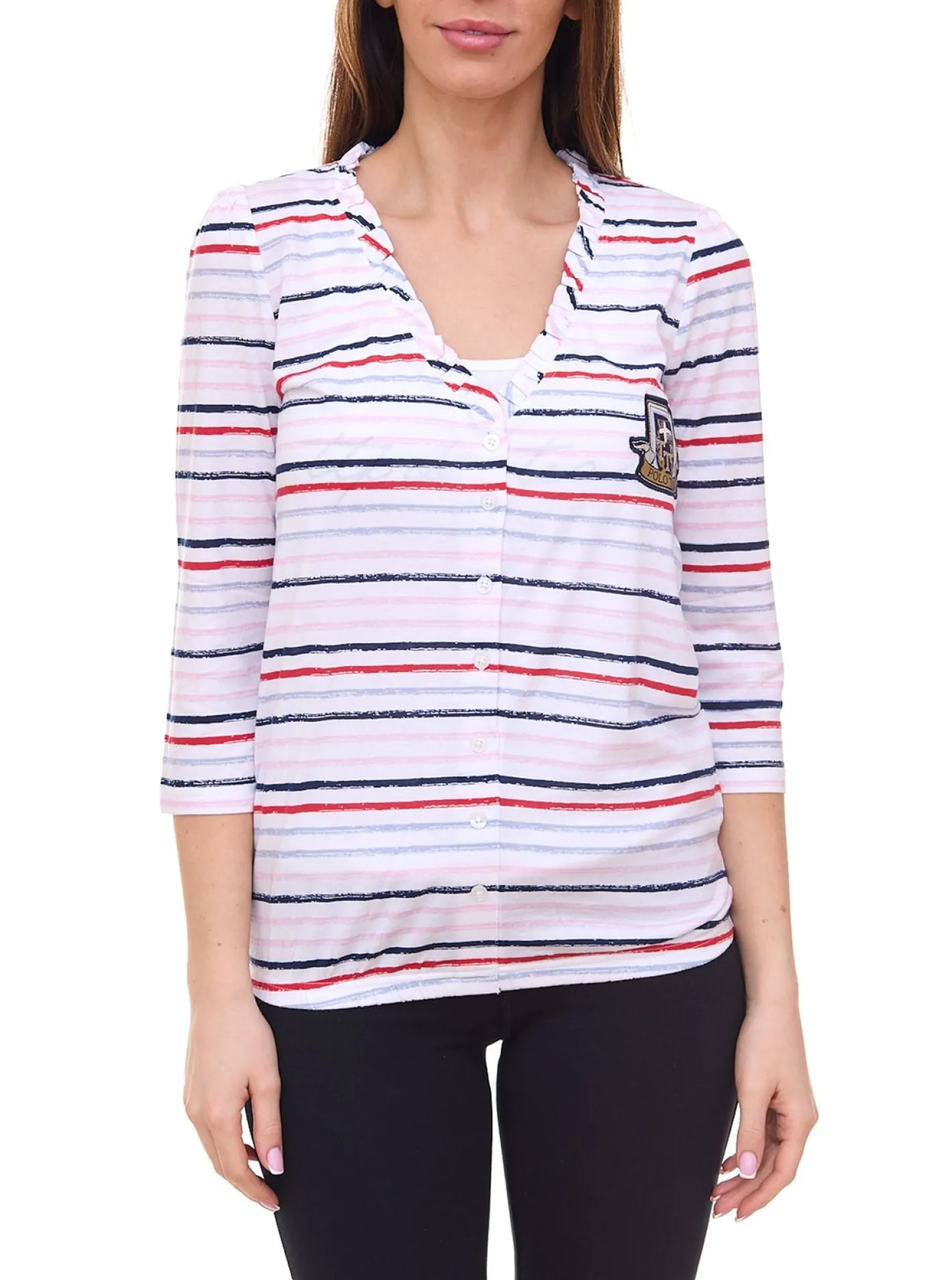 Tops & T-Shirts*Tom Tailor 4er Pack T-Shirt Set Damen Sommer-Shirt und Baumwoll-Top 34300140 Weiß/Blau/Rot