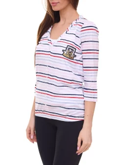 Tops & T-Shirts*Tom Tailor 4er Pack T-Shirt Set Damen Sommer-Shirt und Baumwoll-Top 34300140 Weiß/Blau/Rot