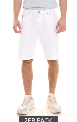 Shorts & Bermudas*U.S. POLO ASSN. 2er Pack Abel Herren Chino-Shorts nachhaltige Baumwoll-Bermuda 157 59799 52940 401 Weiß