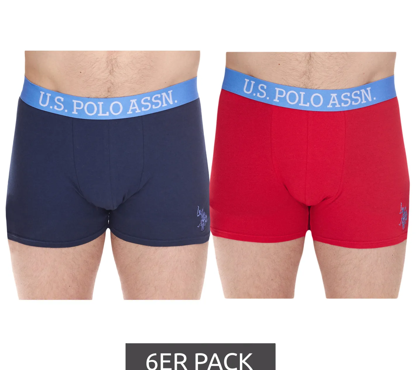 Unterwäsche|Boxershorts*U.S. POLO ASSN. 6er Pack Herren Boxershorts atmungsaktive Baumwoll-Unterhose Unterwäsche 011601_US16133_02 Schwarz oder Blau/Rot