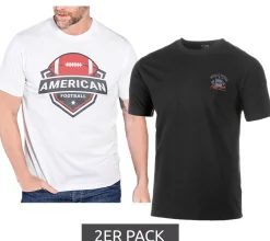 T-Shirts & Tank Tops*U.S. SPORT AMERICA 2er Pack Herren T-Shirt Basic Baumwoll-Shirt Rundhals-Shirt Kurzarm Schwarz/Weiß oder Schwarz/Blau