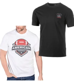 T-Shirts & Tank Tops*U.S. SPORT AMERICA 2er Pack Herren T-Shirt Basic Baumwoll-Shirt Rundhals-Shirt Kurzarm Schwarz/Weiß oder Schwarz/Blau