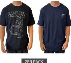 T-Shirts & Tank Tops*U.S. SPORT AMERICA 2er Pack Herren T-Shirt Basic Baumwoll-Shirt Rundhals-Shirt Kurzarm Schwarz/Weiß oder Schwarz/Blau