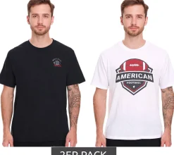 T-Shirts & Tank Tops*U.S. SPORT AMERICA 2er Pack Herren T-Shirt Basic Baumwoll-Shirt Rundhals-Shirt Kurzarm Schwarz/Weiß