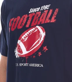 T-Shirts & Tank Tops*U.S. SPORT AMERICA 2er Pack Herren T-Shirt Basic Baumwoll-Shirt Rundhals-Shirt Kurzarm Blau/Weiß